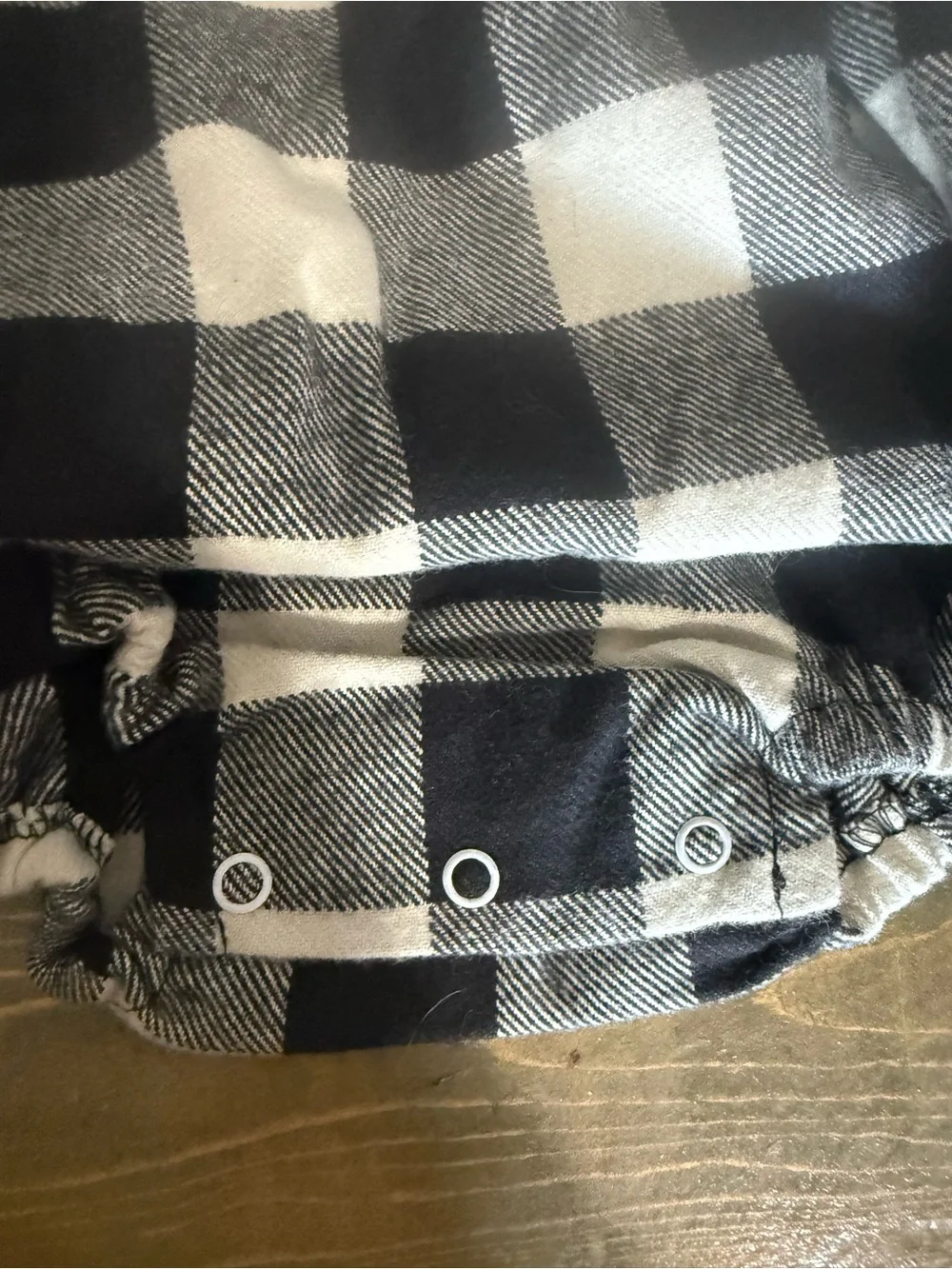 Ricrac and RuffleBlack & White Buffalo Plaid Bubble  with Lace Collar NWT 24 M